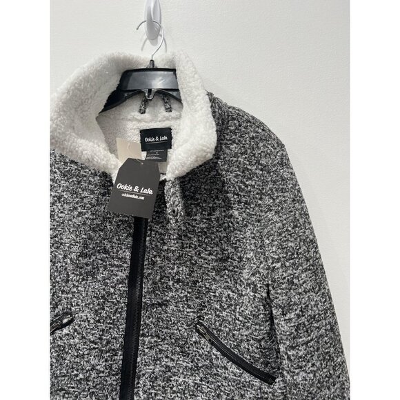 NWT OOKIE & LALA Women's Size S Faux Fur Shearling Heathered Jacket - Picture 14 of 15